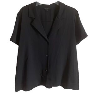 Goldray Black Short Sleeve Button Down Boxy‎ Casual Shirt Women's XXL NWOT